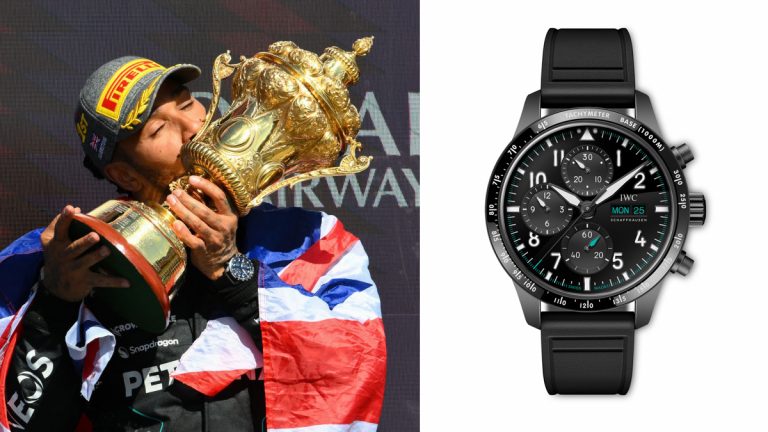 A subasta el cronógrafo IWC de lujo que llevó Lewis Hamilton en el podio de Silverstone