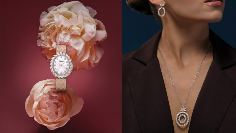 CHOPARD QUINTAESENCIA DEL SABER HACER RELOJERO Y JOYERO L’Heure du Diamant desvela dos pilares del saber hacer de Chopard: la relojería y el engastado de piedras preciosas. Su engaste de garra rinde homenaje a la piedra más preciosa del mundo, el diamante. En esta colección –lanzada en 2016 en su faceta relojera y complementada un año después en forma de joya– todos los elementos que participan en la creación de un objeto artístico –dimensiones estéticas, técnicas, simbólicas, artesanales y patrimoniales– confluyen con precisión y armonía. Una proeza que Chopard renueva a través del reloj joya cuya atemporalidad es testimonio de la creatividad de sus talleres. La caja ovalada aporta una grandeza que, combinada con su extraordinario brazalete de corteza en oro esculpido recupera el espíritu glamouroso de los años 1960, inscribiéndolo al mismo tiempo en los códigos actuales.