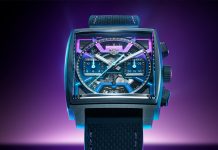 TAG Heuer Monaco Chronograph Edición Limitada: la energía de las carreras nocturnas en un icono de la alta relojería Edición limitada del TAG Heuer Monaco Chronograph: diseño esqueletado, titanio DLC y luminiscencia inspirada en las carreras nocturnas de Fórmula 1®.