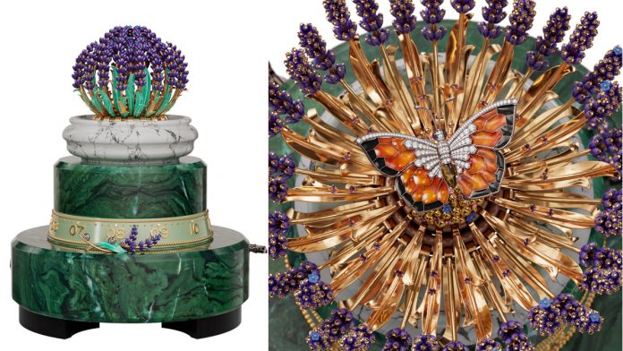 vancleef Autómata Brassée de Lavande de Van Cleef & Arpels: arte, alta relojería y artesanía se unen en una pieza poética con mariposa esmaltada y melodía.