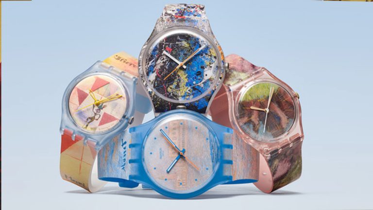 Descubre la colección Swatch × Guggenheim: cuatro relojes inspirados en obras maestras de Degas, Klee, Monet y Pollock. Arte moderno y diseño en tu muñeca.