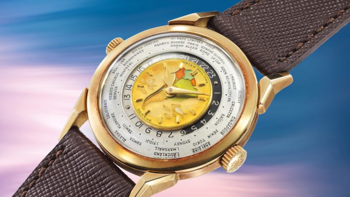 Un extraordinario Patek Philippe World Time Ref. 2523 de 1953 con esfera cloisonné “South America” reaparece en subasta en Ginebra. Solo existen dos ejemplares en oro amarillo y su estimación supera los 5 millones de CHF.