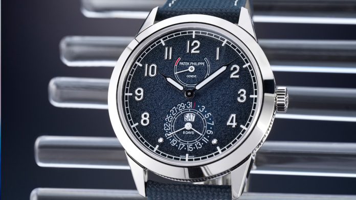 patek Patek Philippe Calatrava, Calatrava 8 Días 5328G-001, alta relojería suiza, reloj de ocho días de reserva de marcha, complicaciones cotidianas, Pulsomax Silinvar, guilloché Clous de Paris, reloj de oro blanco.