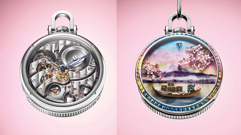 Louis Vuitton presenta el Escale au Mont Fuji, un reloj de bolsillo único con repetición de minutos, tourbillon y autómatas, creado en La Fabrique du Temps con los más altos Métiers d’Art.