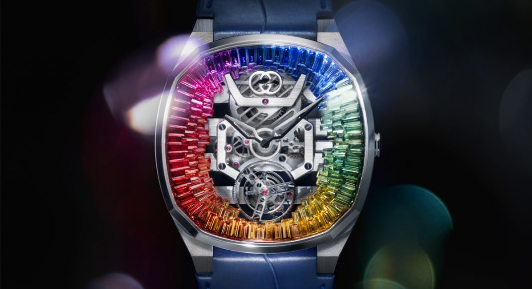 Gucci presenta sus novedades de Alta Relojería 2026: G-Timeless Métiers d’Art y GUCCI 25H con tourbillon, gemas y artesanía excepcional.