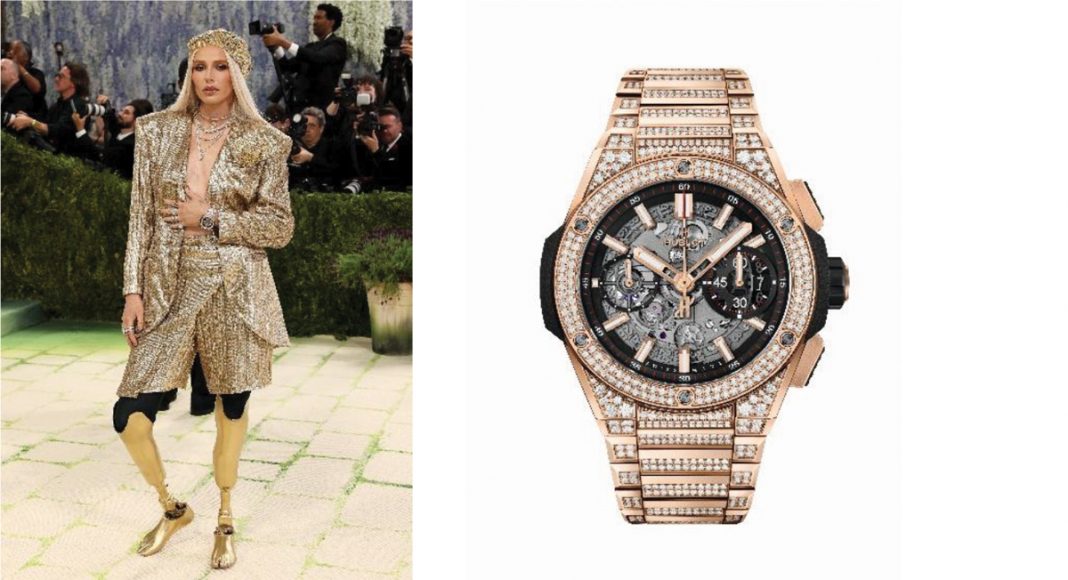 Lauren Wasser luce el Hublot Big Bang Integrated King Gold Pave 42mm Crédito de Foto: Mike Coppola / Getty Imágenes; Foto por Hublot