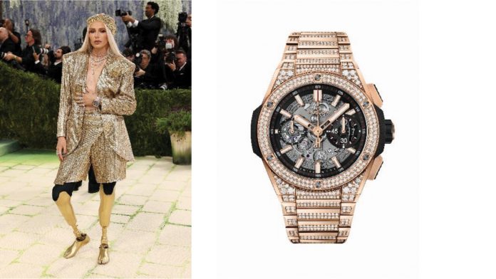 Lauren Wasser luce el Hublot Big Bang Integrated King Gold Pave 42mm Crédito de Foto: Mike Coppola / Getty Imágenes; Foto por Hublot